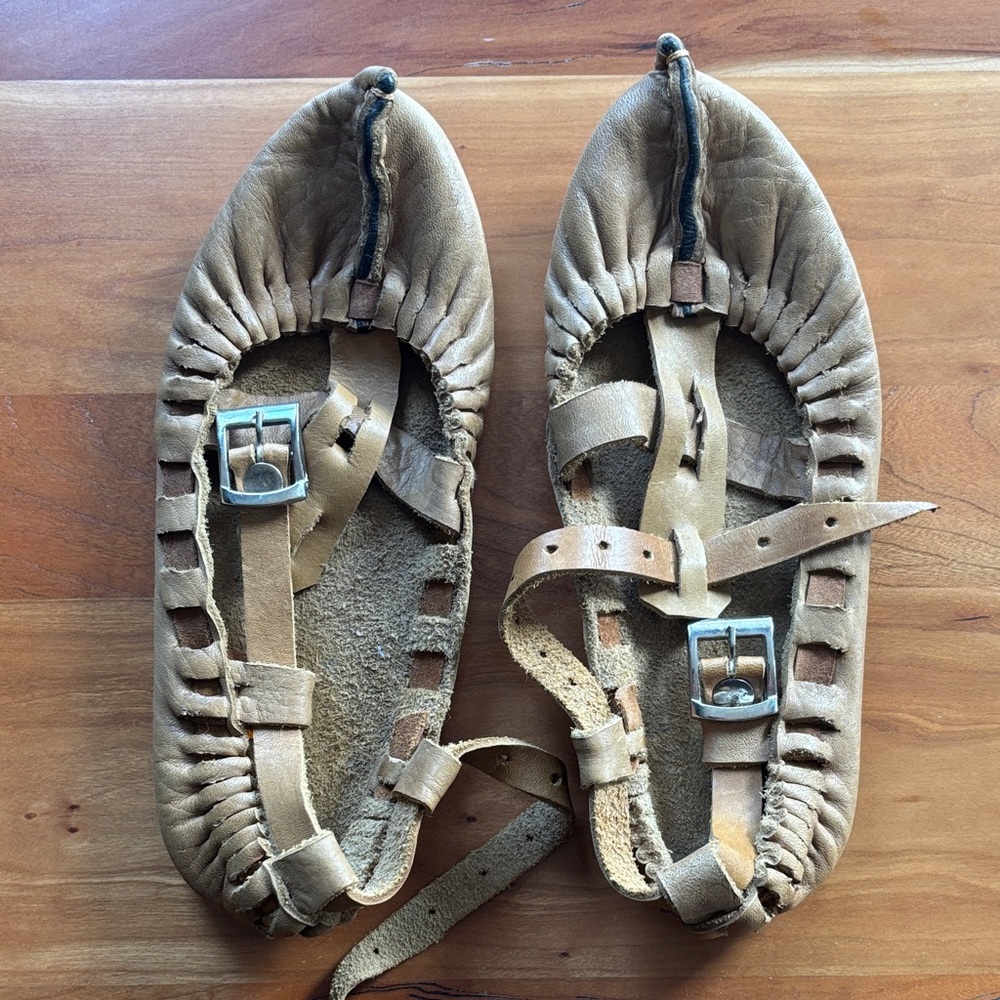 Bulgarian Tan Leather Buckle Flats